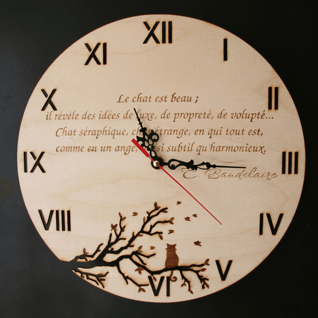 Horloge chat et poème